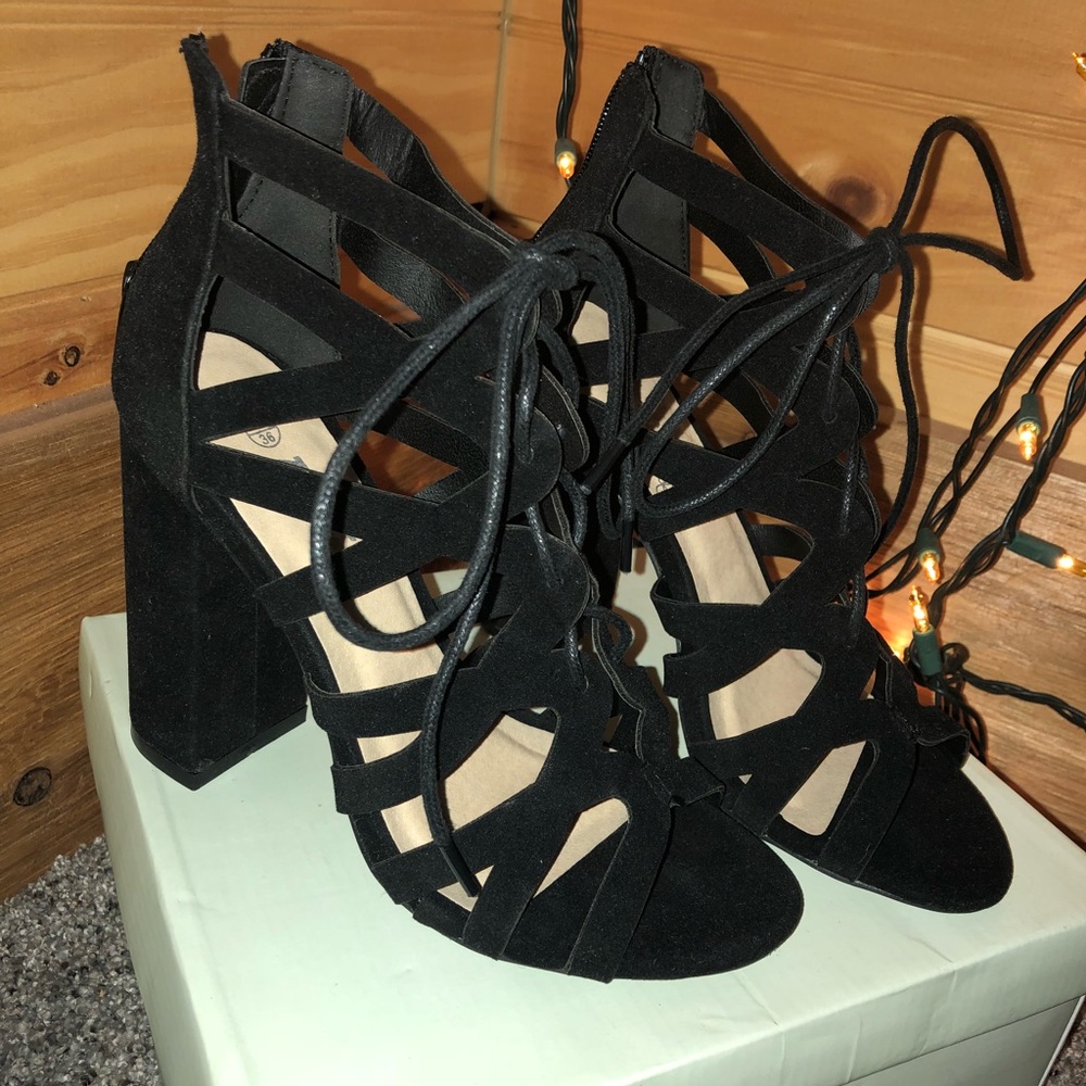 Black block heels